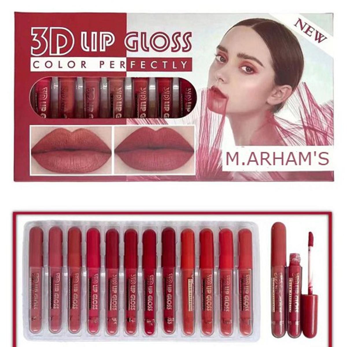 Pack of 6 & 12 Lipgloss Matte Nude Redish