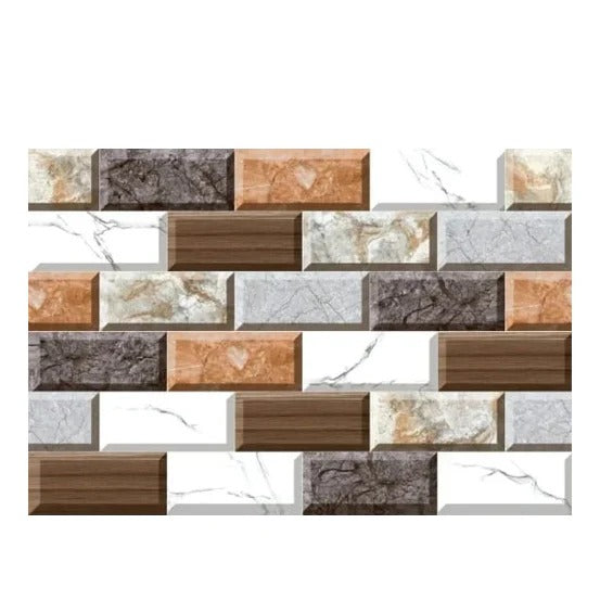 48pcs/set 3D Mosaic Design Self-Adhesive Waterproof Wall Sticker
