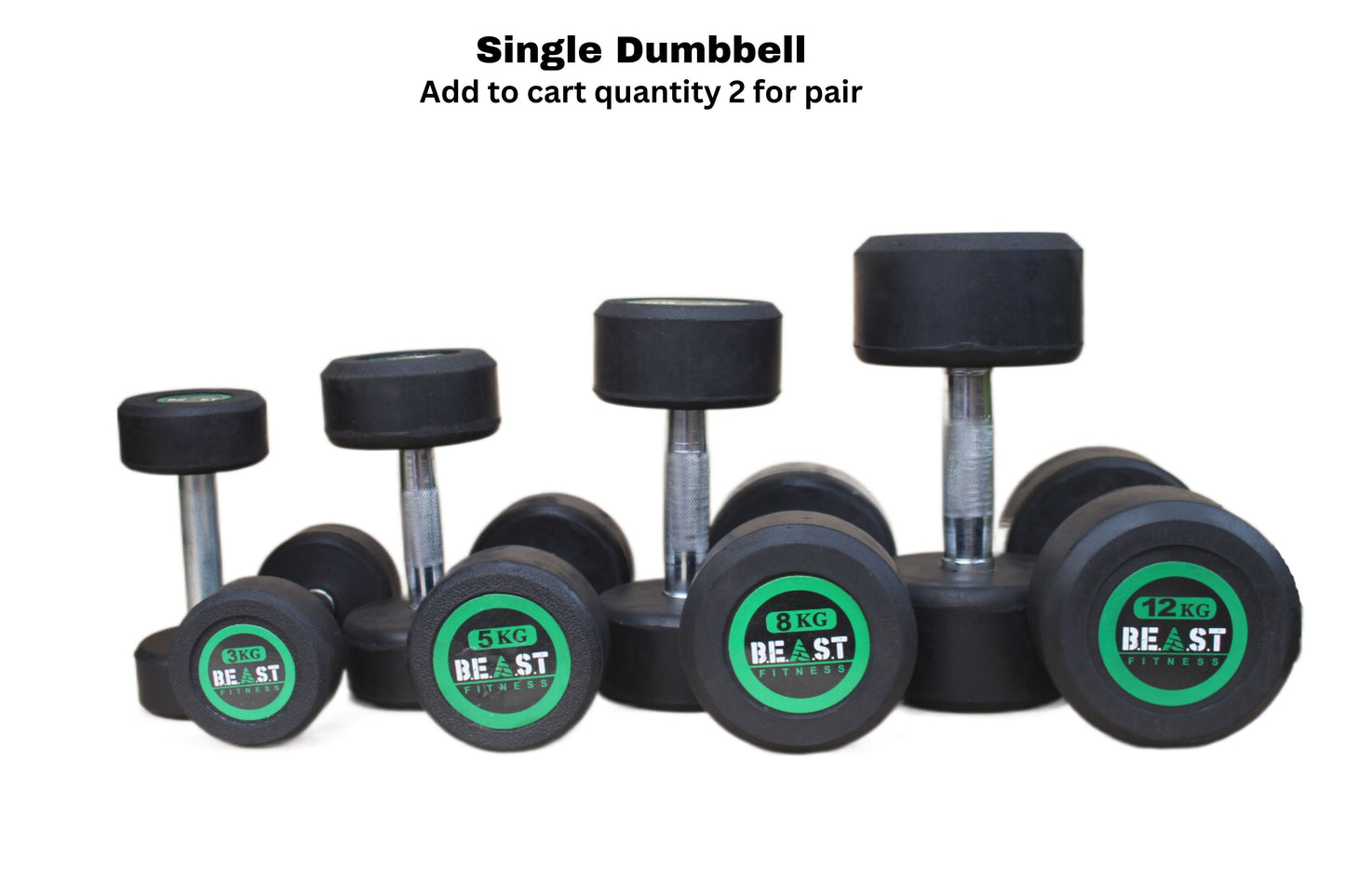 Beast Fitness Rubber Coated Exercise Dumbbell
