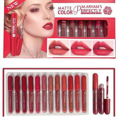 Pack of 6 & 12 Lipgloss Matte Nude Redish