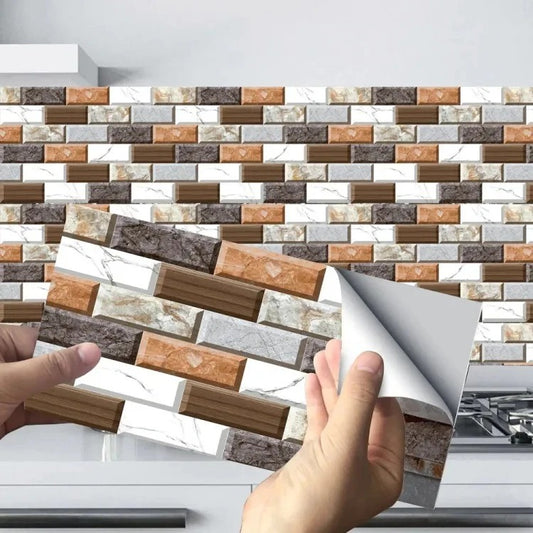 48pcs/set 3D Mosaic Design Self-Adhesive Waterproof Wall Sticker